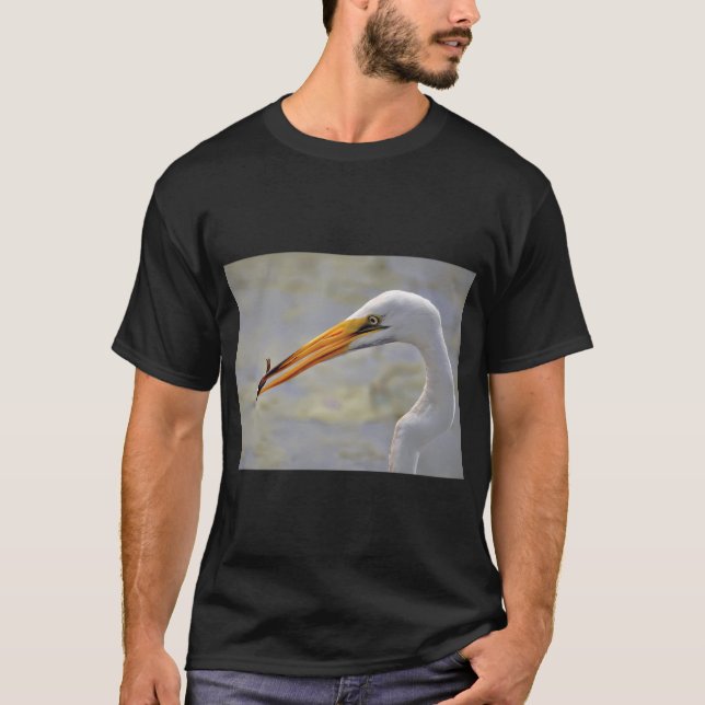 Great Egret Catching a Small Fish T-Shirt (Front)