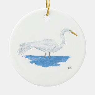 Great Egret Ceramic Tree Decoration