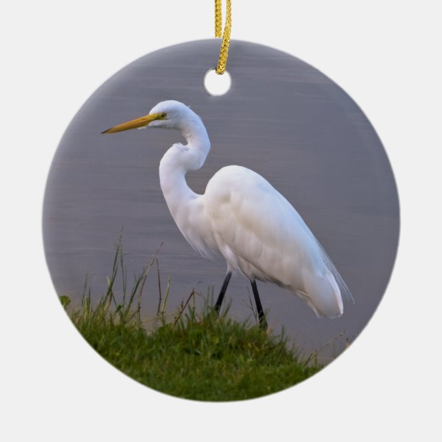 Great Egret Christmas Ornament (Front)