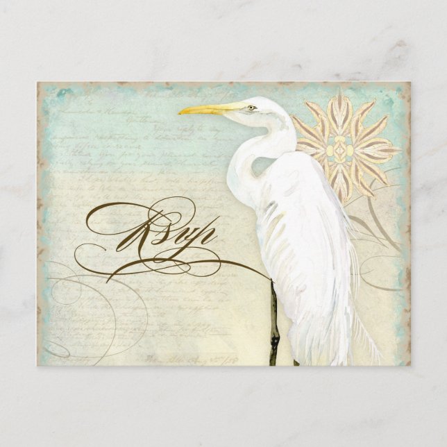 Great Egret Coastal Beach - RSVP Response Postcard (Front)