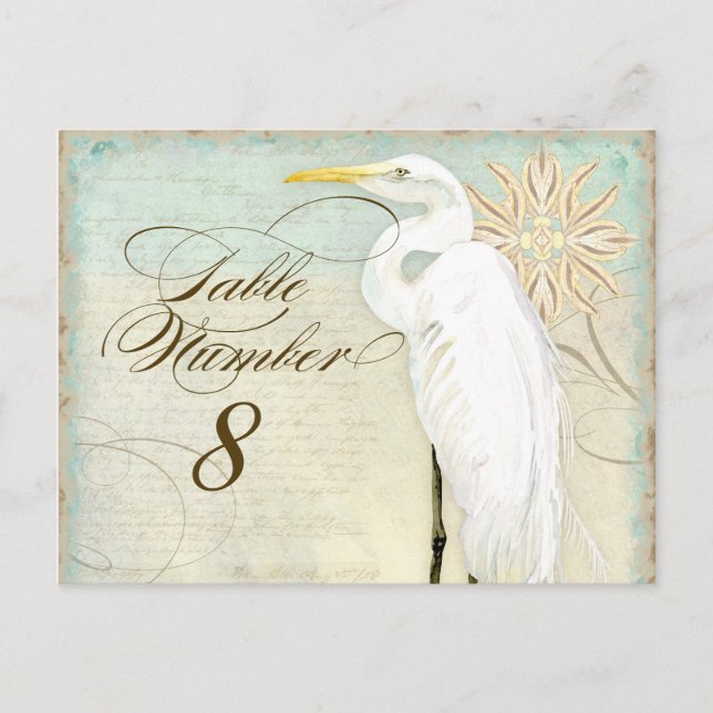 Great Egret Coastal Beach - Table Number Postcard (Front)
