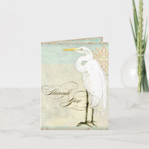 Great Egret Coastal Beach - Thank You Note Cards
