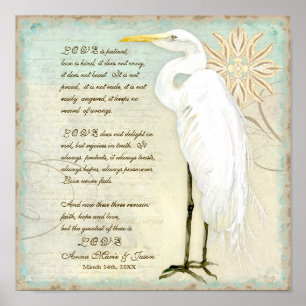 Great Egret Coastal Beach - Wedding Personalised Poster