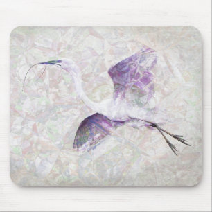Great Egret Digital Art Mouse Pad