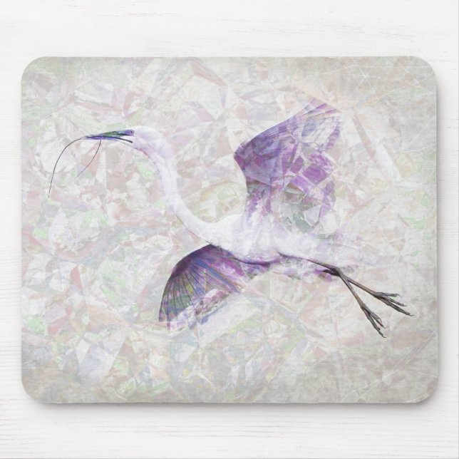 Great Egret Digital Art Mouse Pad (Front)