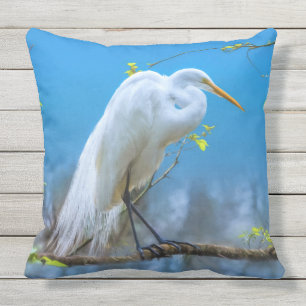 Great Egret in a Tree Cushion