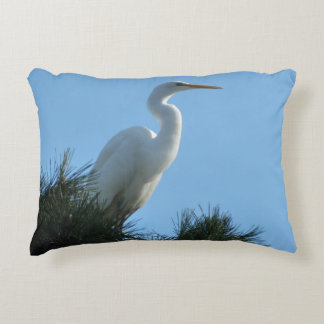 Great Egret in Sunny Florida Decorative Cushion