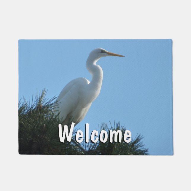 Great Egret in Sunny Florida Doormat (Front)