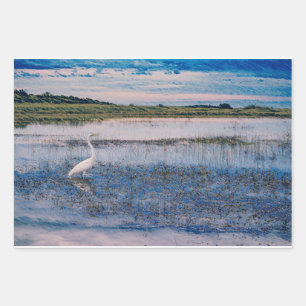 Great Egret in the Wetlands Wrapping Paper Sheet
