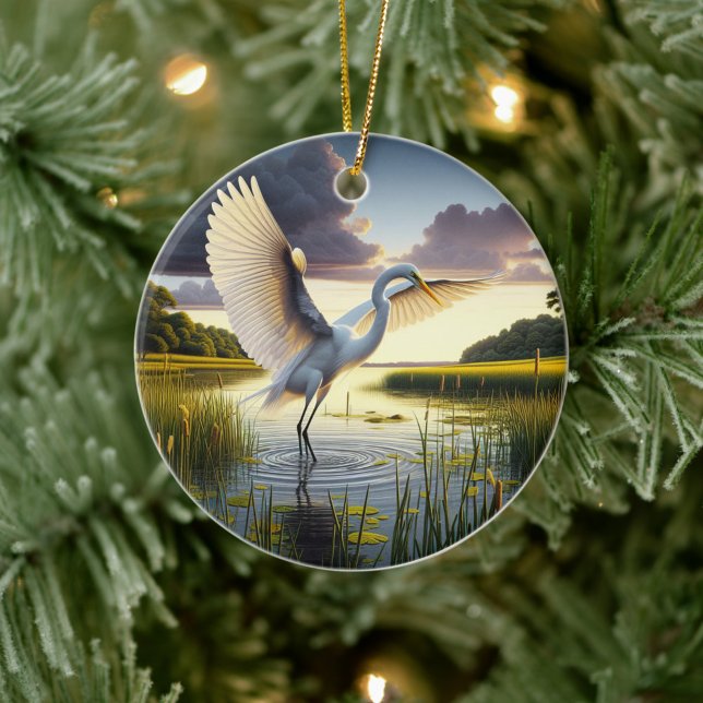 Great Egret Keepsake Ceramic Tree Decoration (Creator Uploaded)
