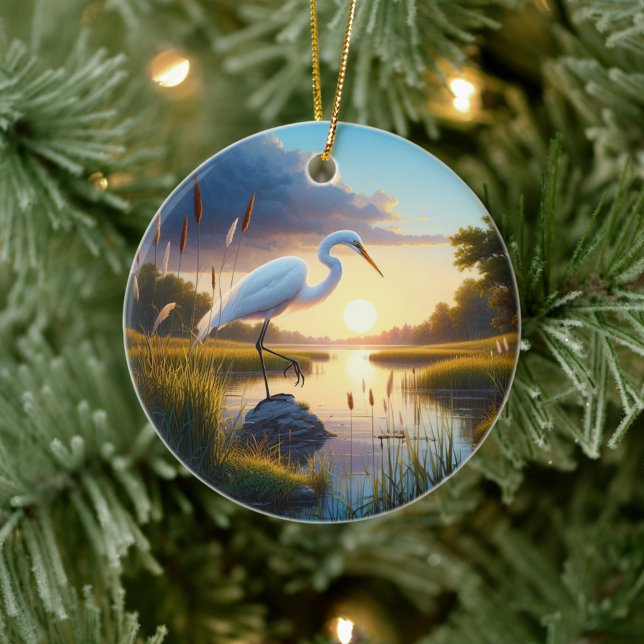 Great Egret Keepsake Ceramic Tree Decoration (Creator Uploaded)