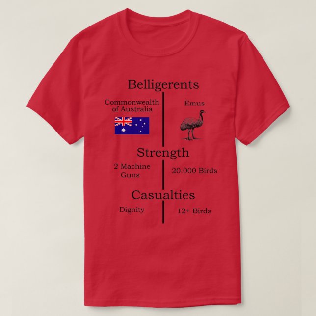 Great Emu War Statistic T-Shirt (Design Front)