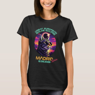 Great European Solar Eclipse 2026 Madrid Spain Ret T-Shirt