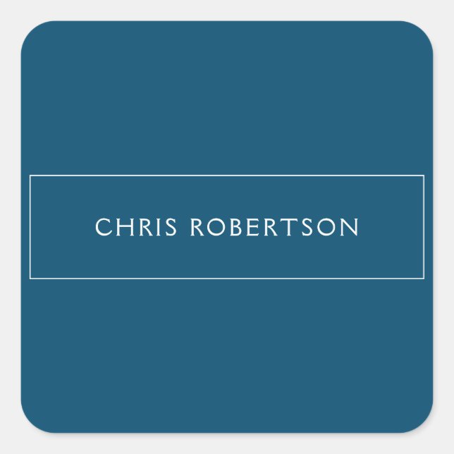 Great Excellent Your Name Ocean Blue White Custom Square Sticker (Front)