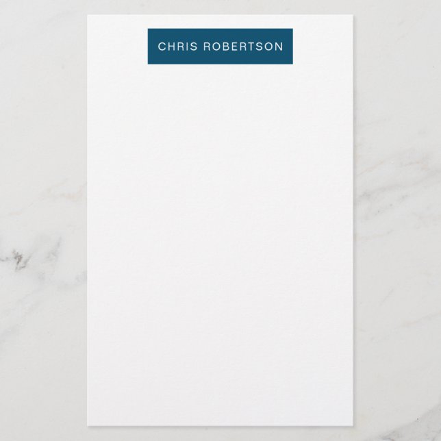 Great Excellent Your Name Ocean Blue White Custom Stationery (Front)