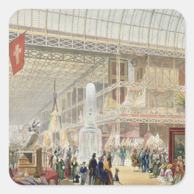Great Exhibition, 1851: Central Transept of the Cr Square Sticker (Front)