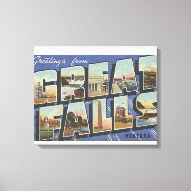 Great Falls, Montana - Large Letter Scenes 2 Canvas Print (Front)