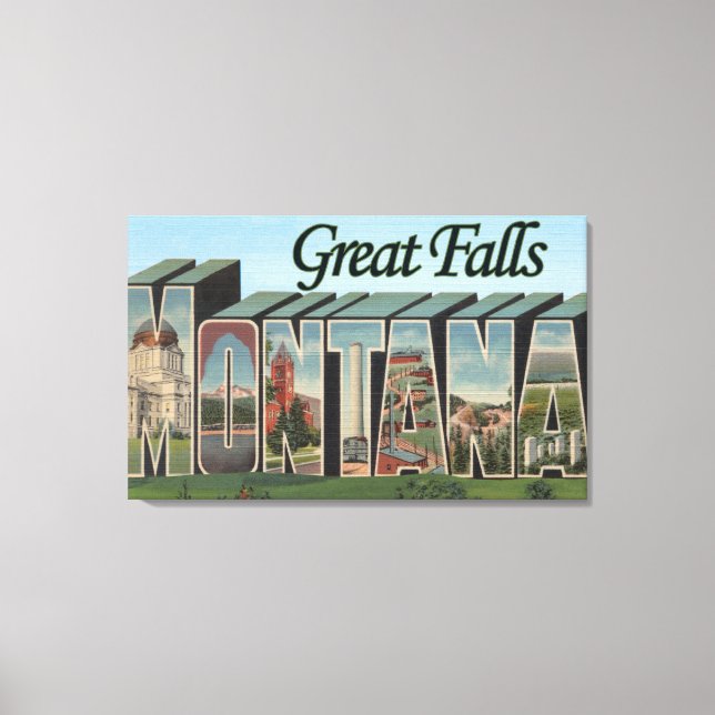 Great Falls, Montana - Large Letter Scenes Canvas Print (Front)