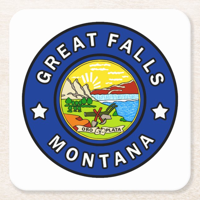Great Falls Montana Square Paper Coaster (Front)
