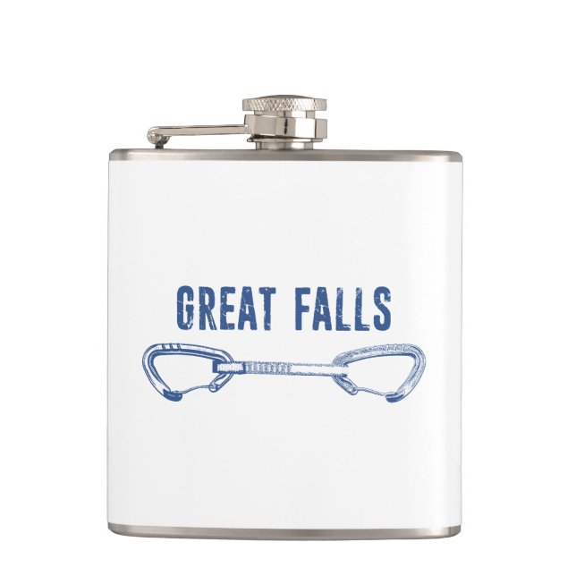 Great Falls Virginia Rock Climbing Quickdraw Hip Flask (Front)