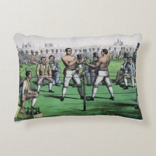 Great Fight for the Championship, Vintage Boxing Decorative Cushion