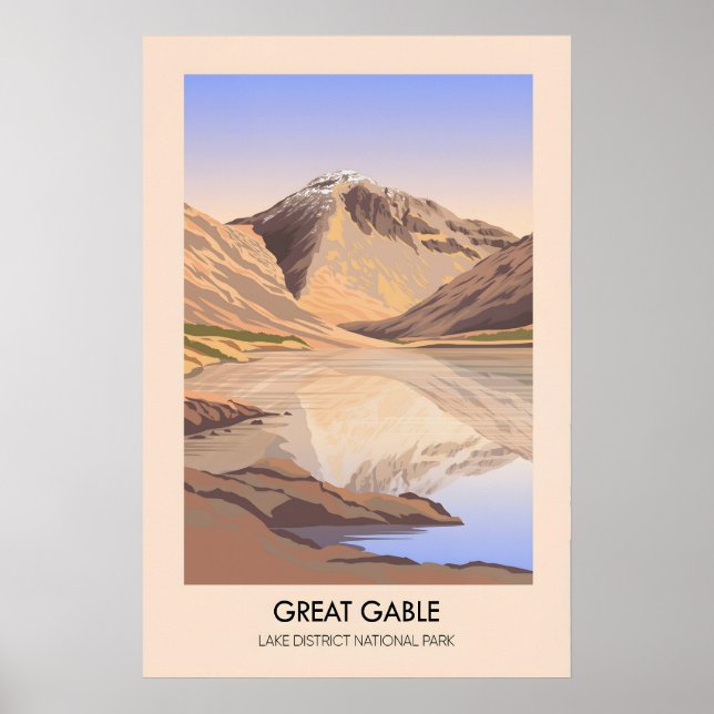 Great Gable Mountain Lake District Travel Poster (Front)
