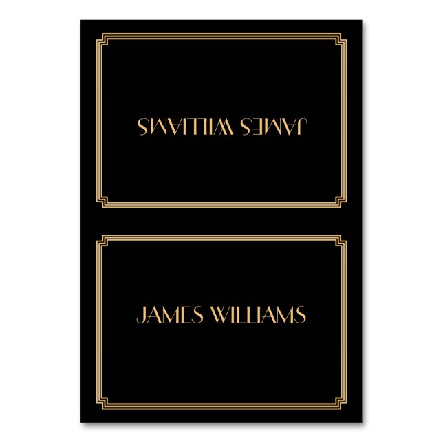 Great Gatsby Art Deco Black Place Setting Cards (Front)