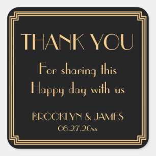 Great Gatsby Art Deco Black Wedding Stickers