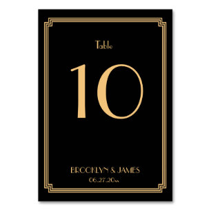 Great Gatsby Art Deco Black Wedding Table Numbers