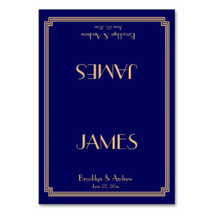Great Gatsby Art Deco Blue Wedding Place Cards