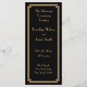 Great Gatsby Art Deco Gold Black Wedding Programs Programme