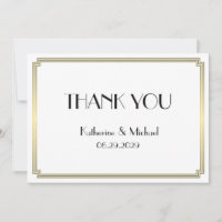 Great Gatsby Art Deco Gold Wedding Thank You Card