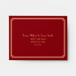 Great Gatsby Art Deco Red Wedding RSVP Envelopes