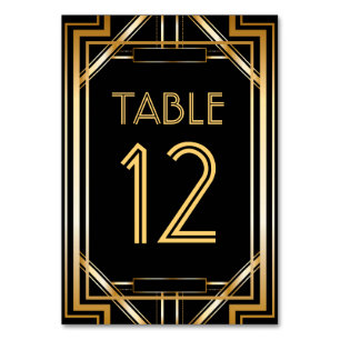 Great Gatsby Art Deco Table Number Cards