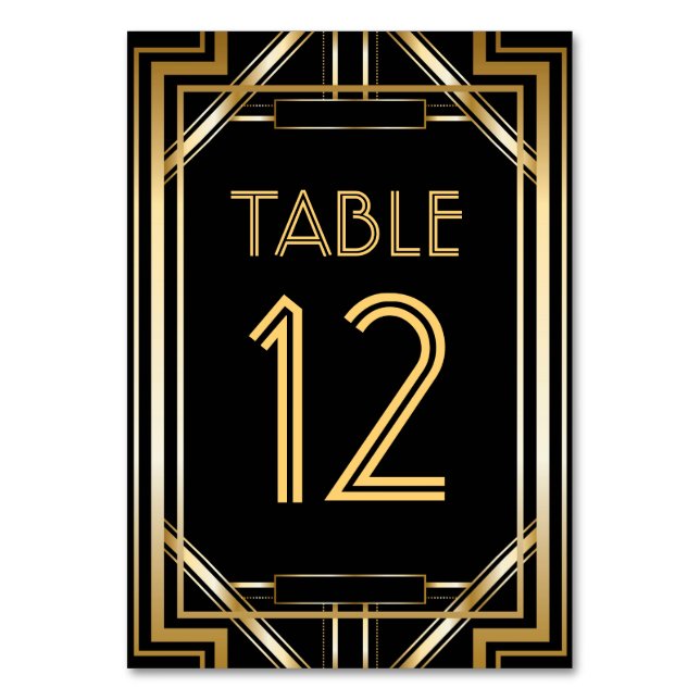 Great Gatsby Art Deco Table Number Cards (Front)
