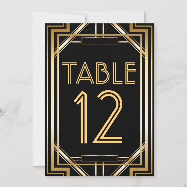 Great Gatsby Art Deco Table Number Cards (Front)