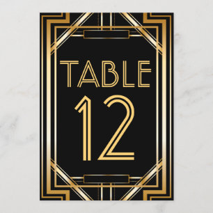 Great Gatsby Art Deco Table Number Cards