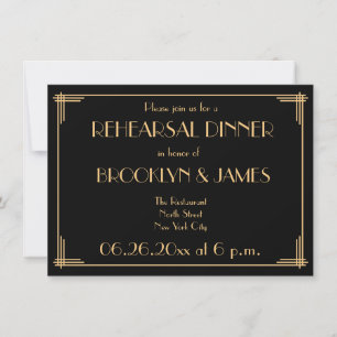 Great Gatsby Art Deco Wedding Rehearsal Invites