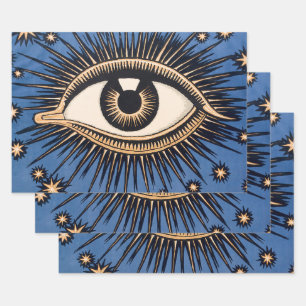 Great Gatsby Blue Eye Evil Eye Artwork Decoupage Wrapping Paper Sheet