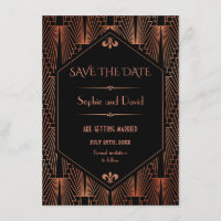 Great Gatsby Copper Art Deco Wedding Save The Date