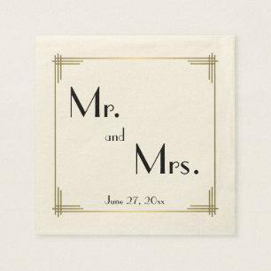 Great Gatsby Ecru Art Deco Wedding Napkins
