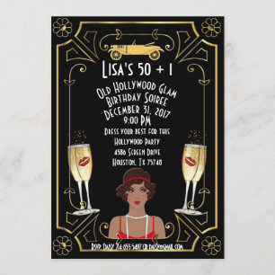 Great Gatsby Flapper Black Girl Hollywood Invite