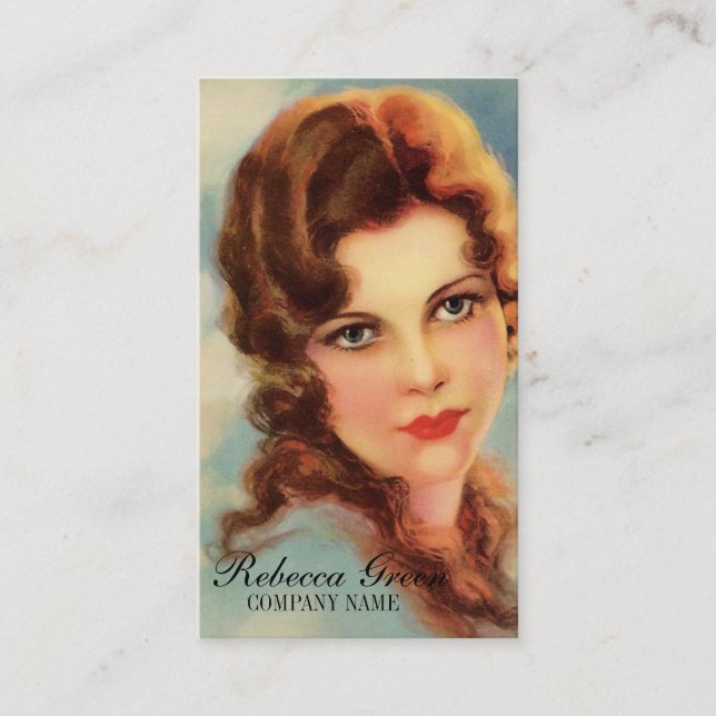 great gatsby girl beauty salon makeup hair stylist business card (Front)