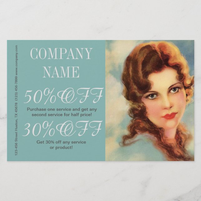 great gatsby girl beauty salon makeup hair stylist flyer (Front)