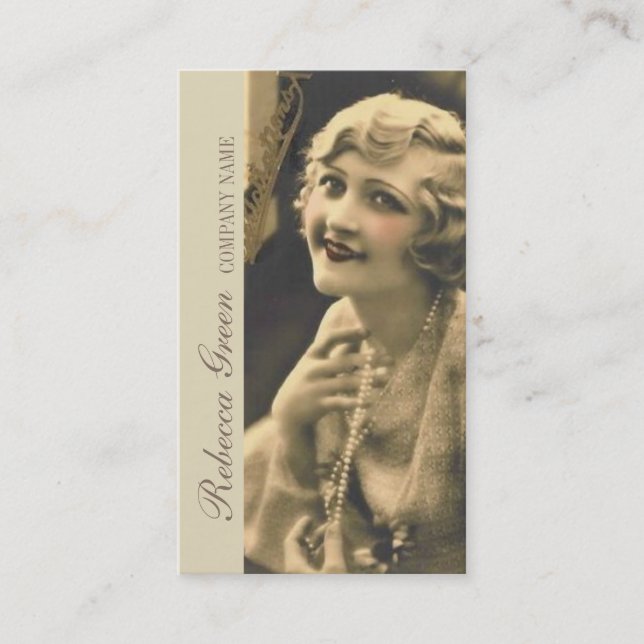 great gatsby girl makeup hair stylist photographer business card (Front)