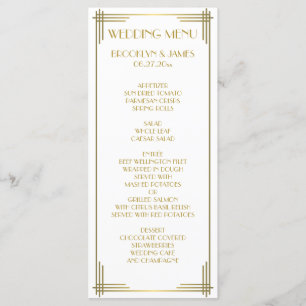 Great Gatsby Gold Art Deco Wedding Menu Card