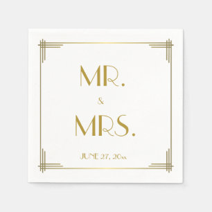 Great Gatsby Gold Art Deco Wedding Napkins