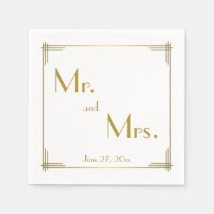 Great Gatsby Gold Art Deco Wedding Napkins