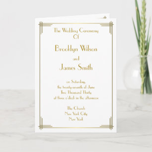 Great Gatsby Gold Art Deco Wedding Programs Programme