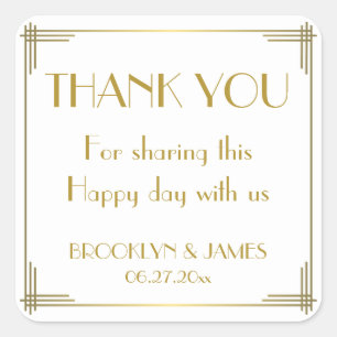 Great Gatsby Gold Art Deco Wedding Stickers